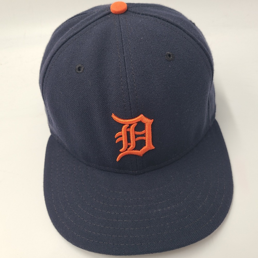 Detroit Tigers Hat Fitted 7 5/8 New Era 59Fifty Blue Orange MLB Baseball Men